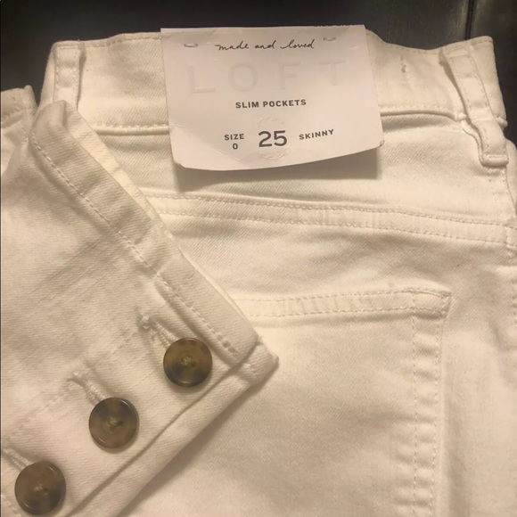 Loft slim pockets white skinny jeans size 25/0. NWT - Picture 4 of 4